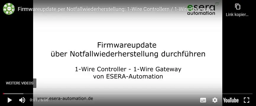 Firmware-Update per Wiederherstellungsfunktion: 1-Wire Controller / 1-Wire Gateway 