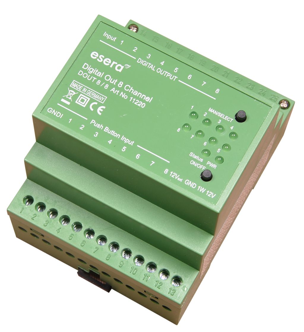 8-fach DI/DO (Digital Input/Output) 1-Wire Schaltmodul - 8A 230V - mit Tastereingängen