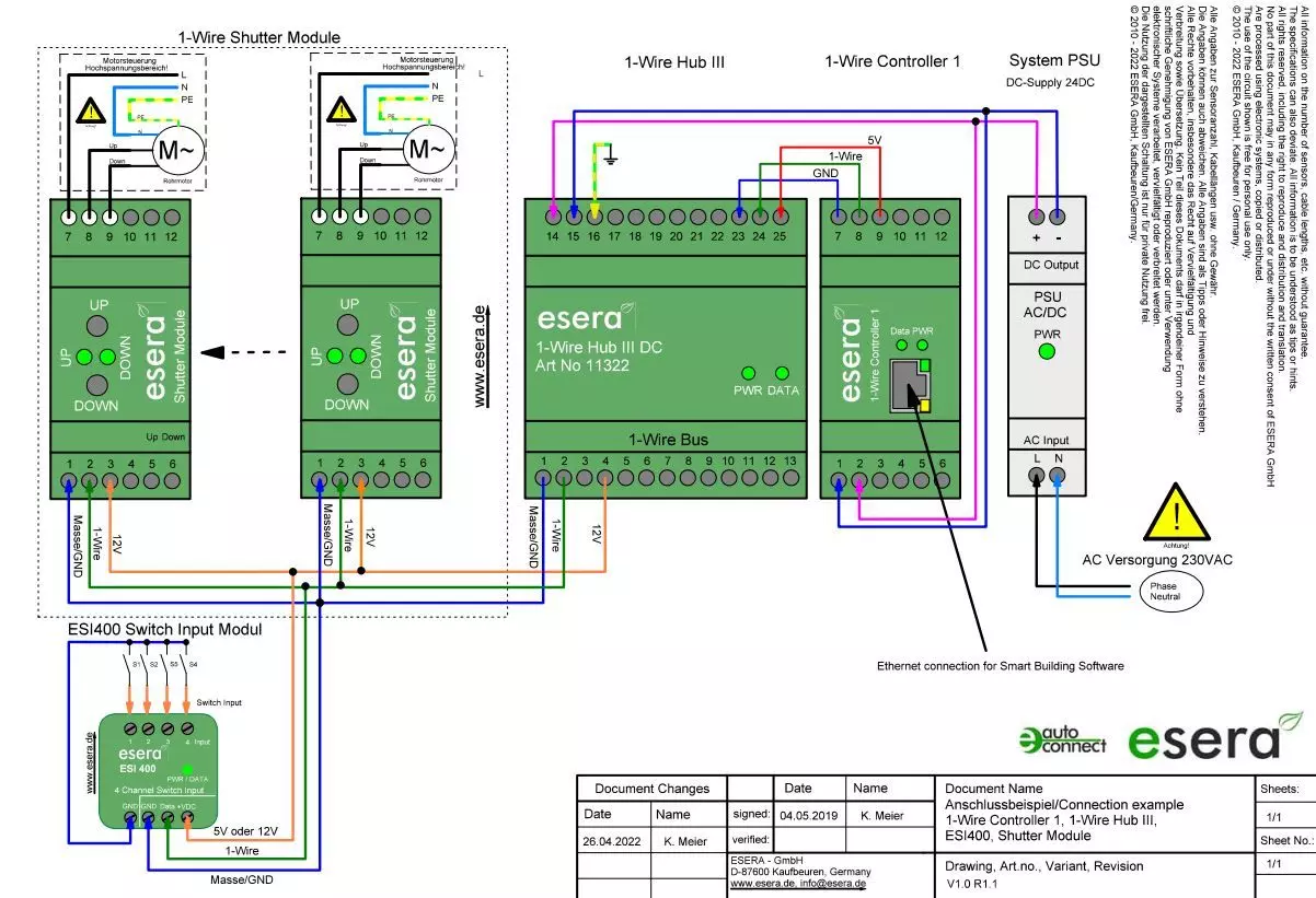 DI/DO (Digital Input/Output) 1-Wire Shutter Pro Rolladensteuerung mit Tastereingängen