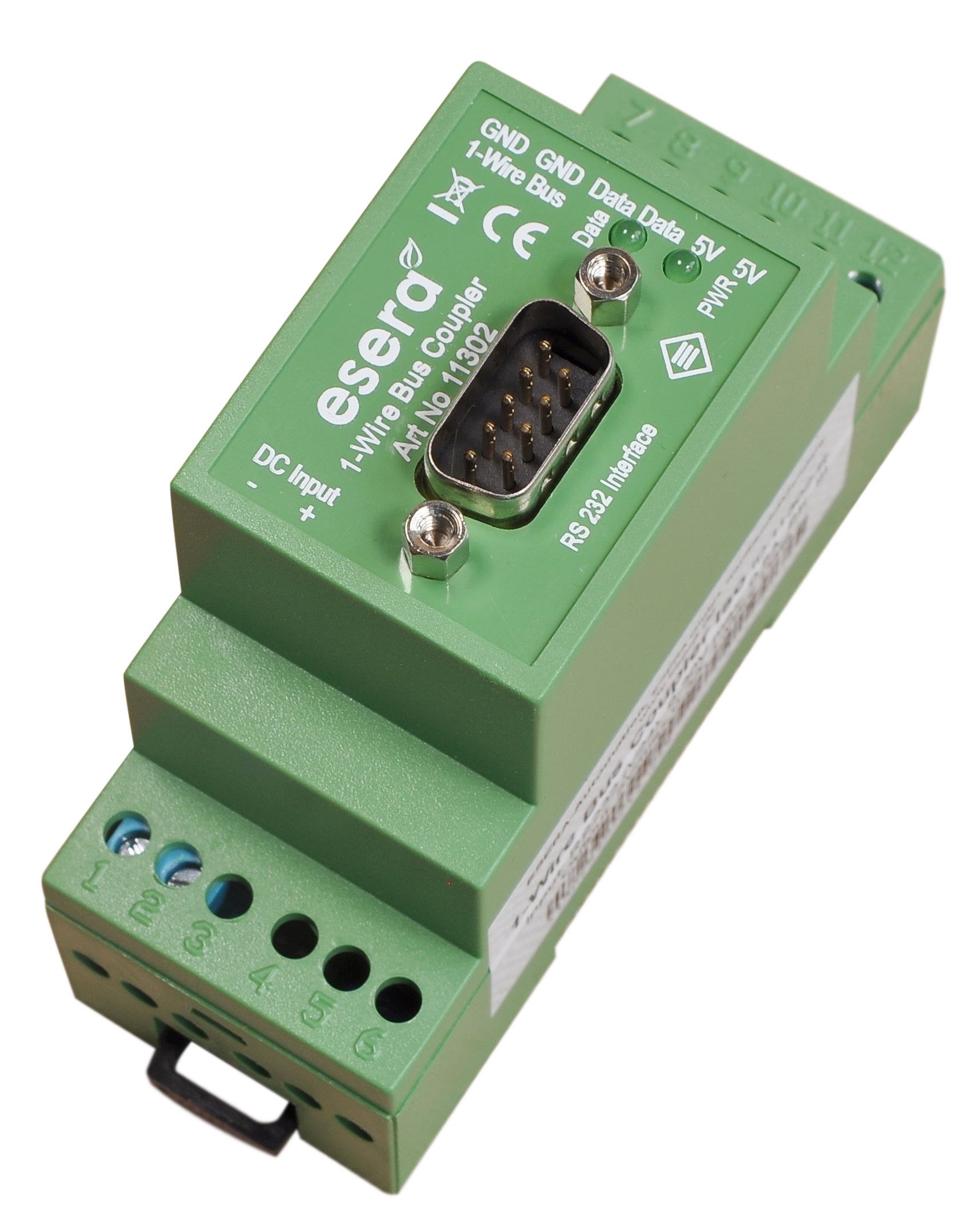 1-Wire bus coupler with RS232 (V24 interface), industrial version, galvanic isolation, DS2480